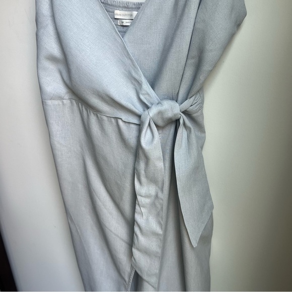 Urban Outfitters Grey Linen Blend Wrap Dress w/ Spaghetti Straps - Size Medium - Picture 8 of 13